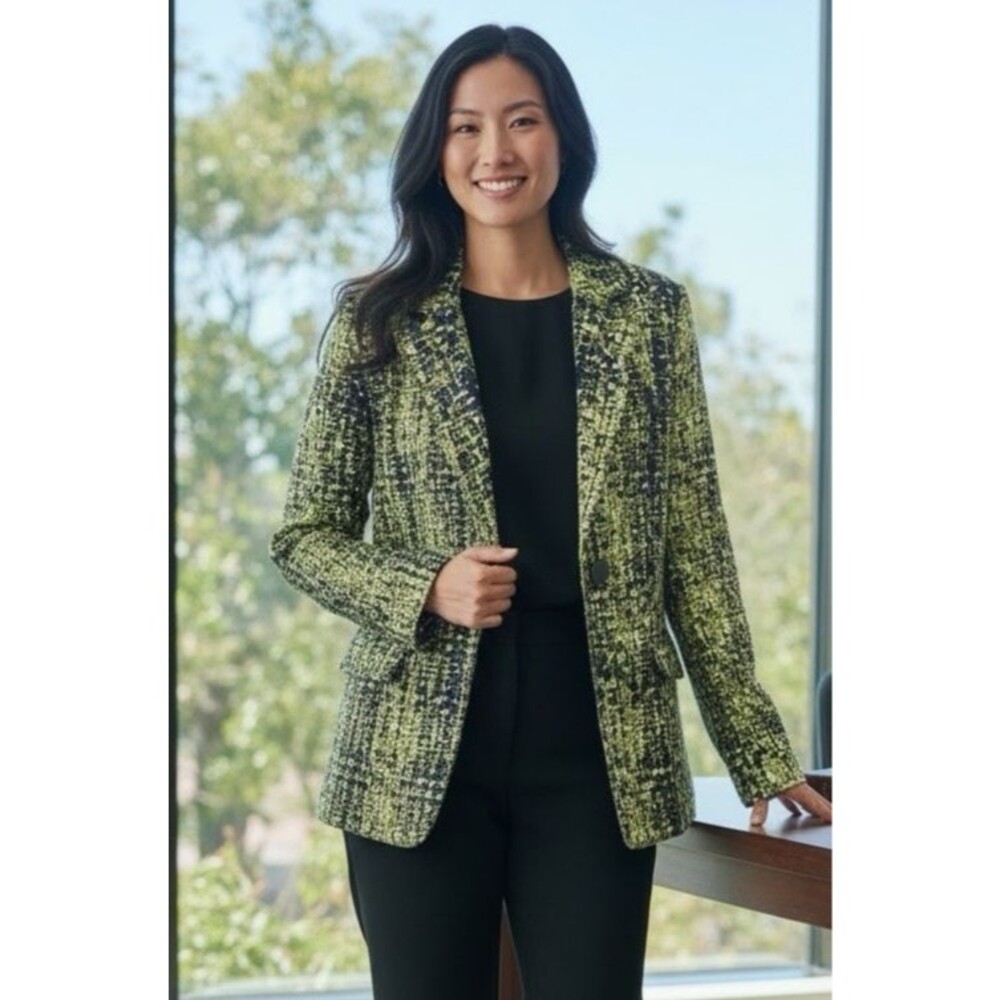 Laura Ashley NEW womens silky feel brilliant chartreuse jacket Medium glam event